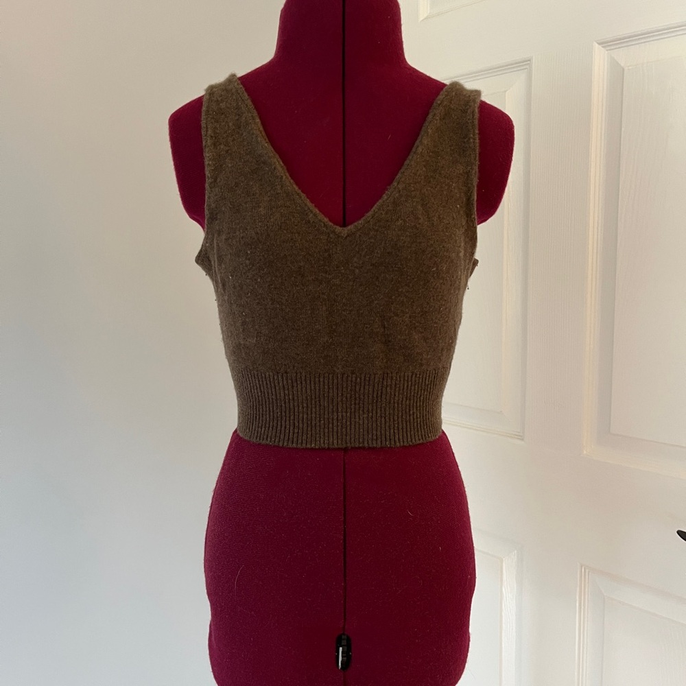 Quince Cashmere Brown Knit Cropped Tank